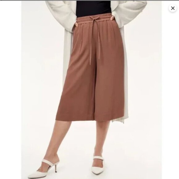 Aritzia Babaton Luiz Culottes Mocha Brown XXS | Wide-Leg Cropped Pant‎ - Picture 5 of 16